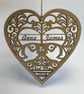 Personalised wooden heart & dove decoration - Image 1