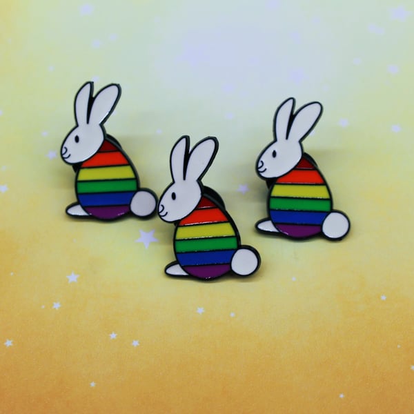 Rainbow Bunny Enamel Pin – Hop Into Pride