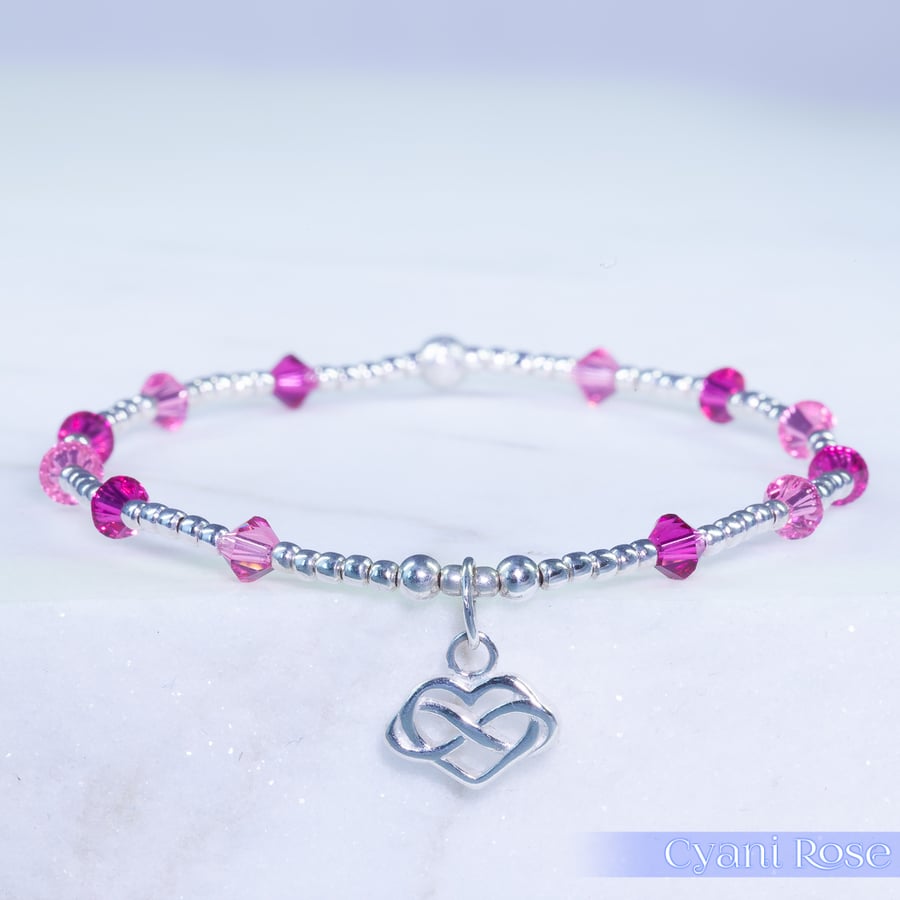 Swarovski pink heart bracelet deals