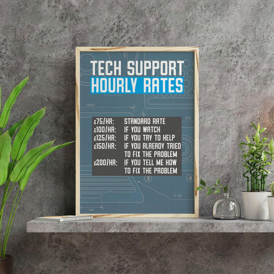 Tech support hourly rates print