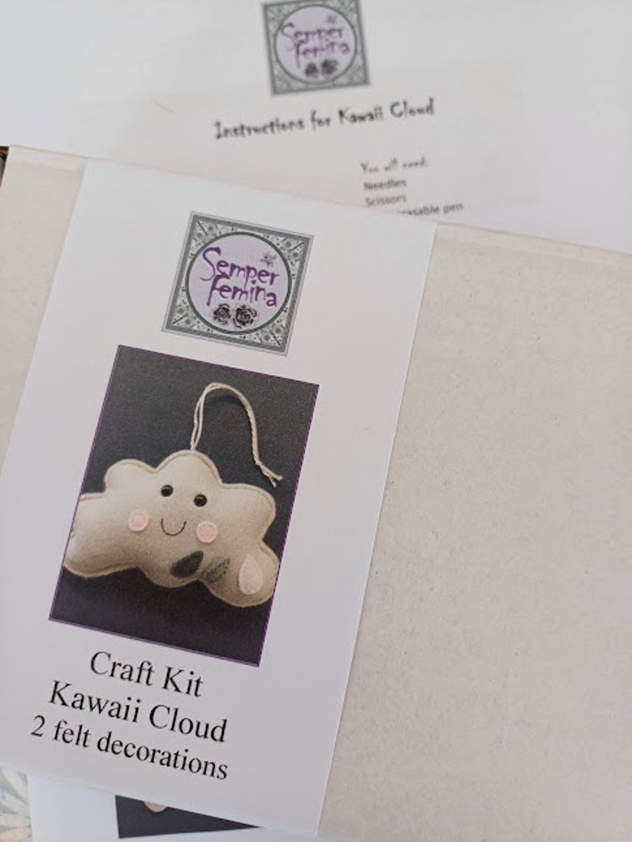 Kawaii Cloud felt hand sewing craft kit