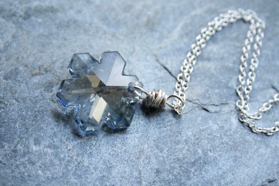 Swarovski crystal necklace, snowflake necklace, Christmas necklace, gift for her