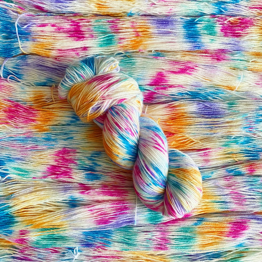 CLEARANCE: Hand Dyed Yarn, 4ply Merino Nylon. Tropicana 