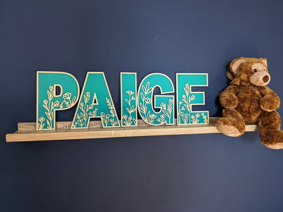 Wild Flower Name Sign - Custom Name Sign -  Flower Wall Art - Kids Bedroom Decor