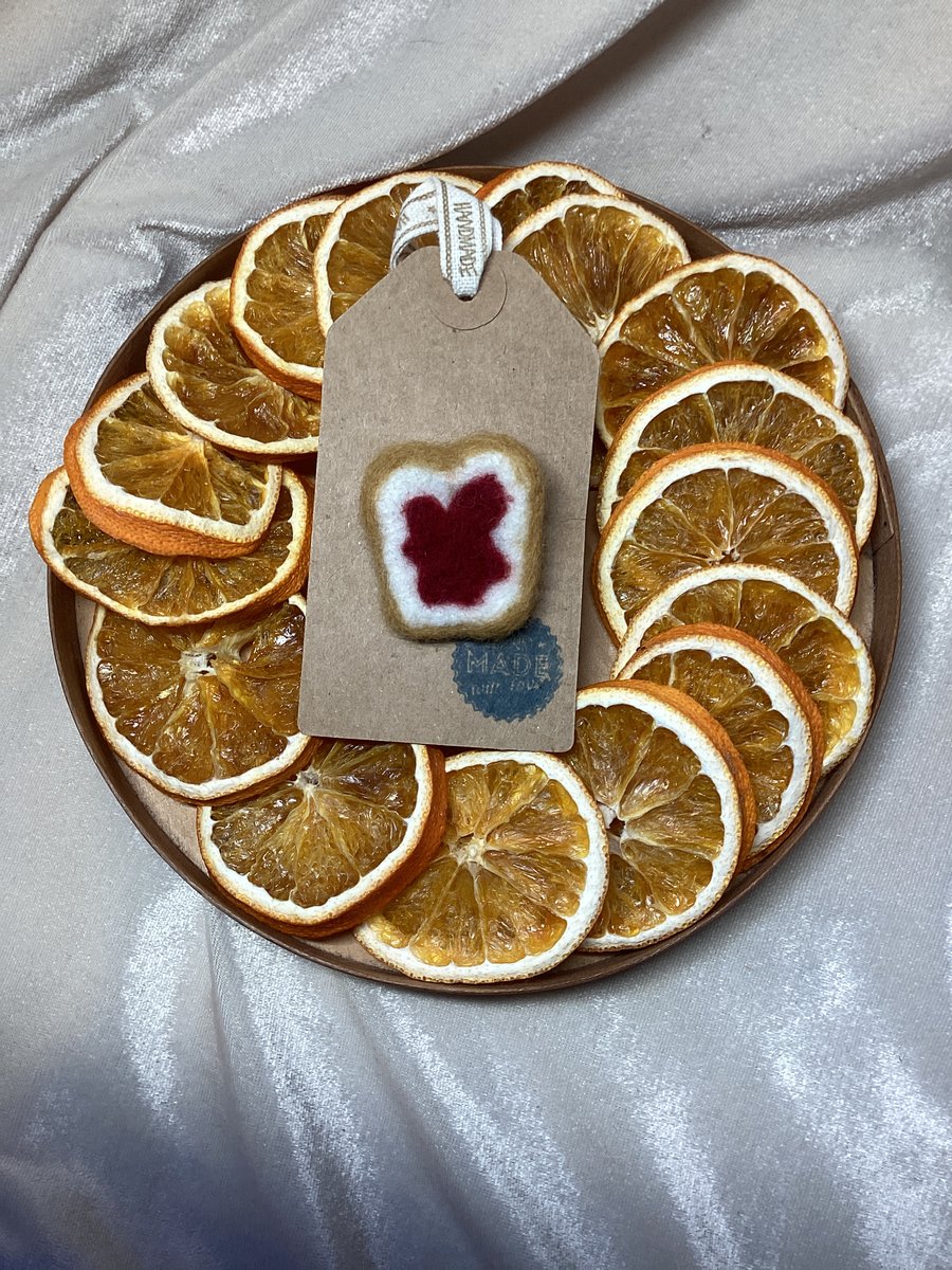 Handmade Needle Felted Jam on Toast Brooch. Brooches are Back!