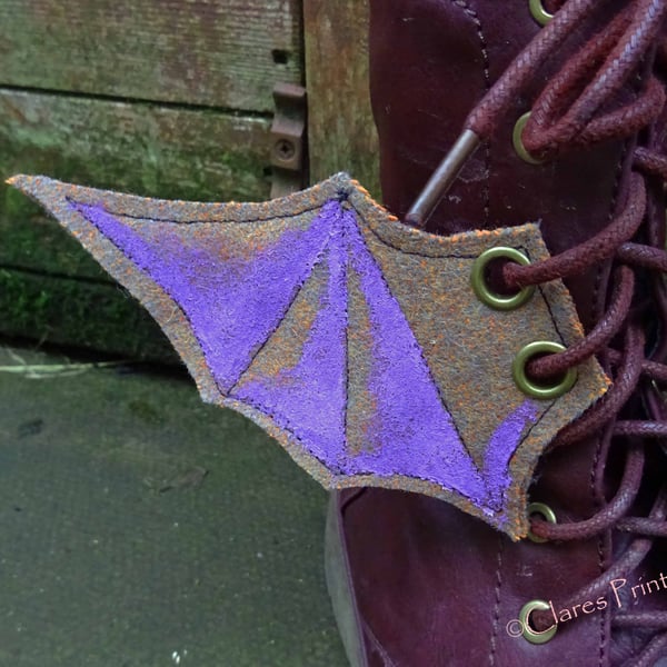Steampunk Fabric Boot Wings Bat Wings Brown Lilac Cosplay