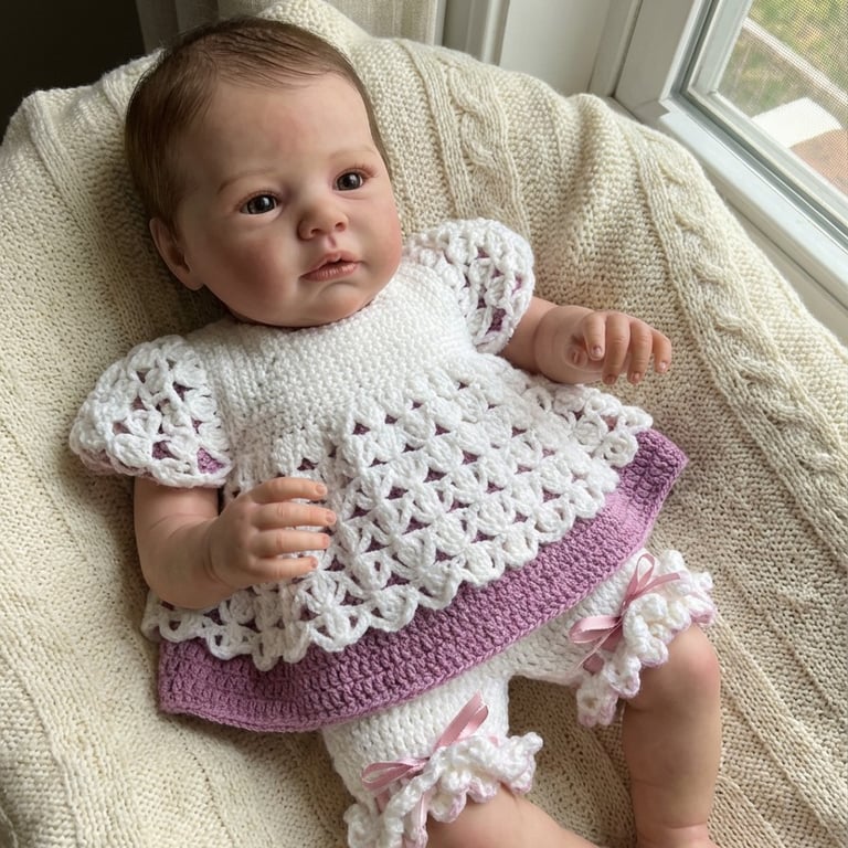 Hand crochet baby angel top and shorts 0-3 months 