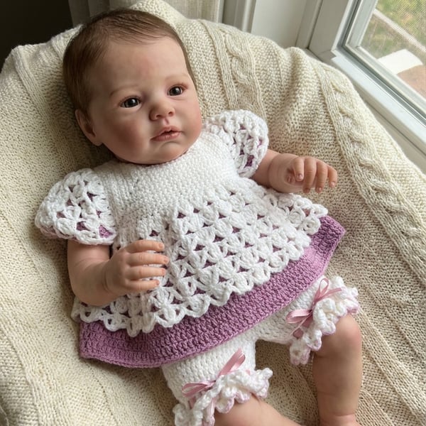 Hand crochet baby angel top and shorts 0-3 months 