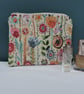 Make up Bag  Zipped Pouch  Cosmetics Bag  Floral Tapestry
