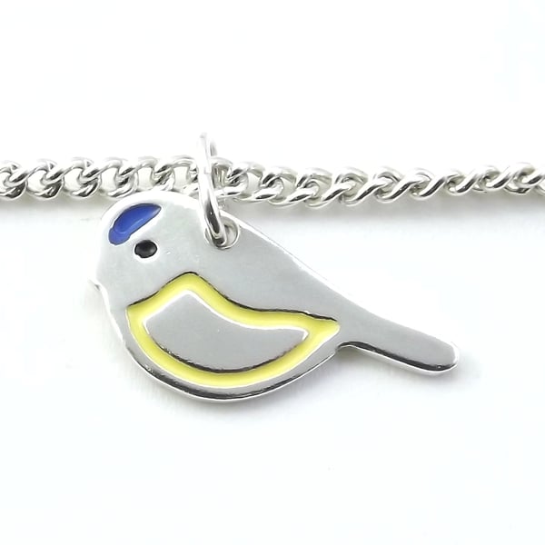 Blue Tit Bracelet, Silver Wildlife Jewellery, Gift for Nature Lover