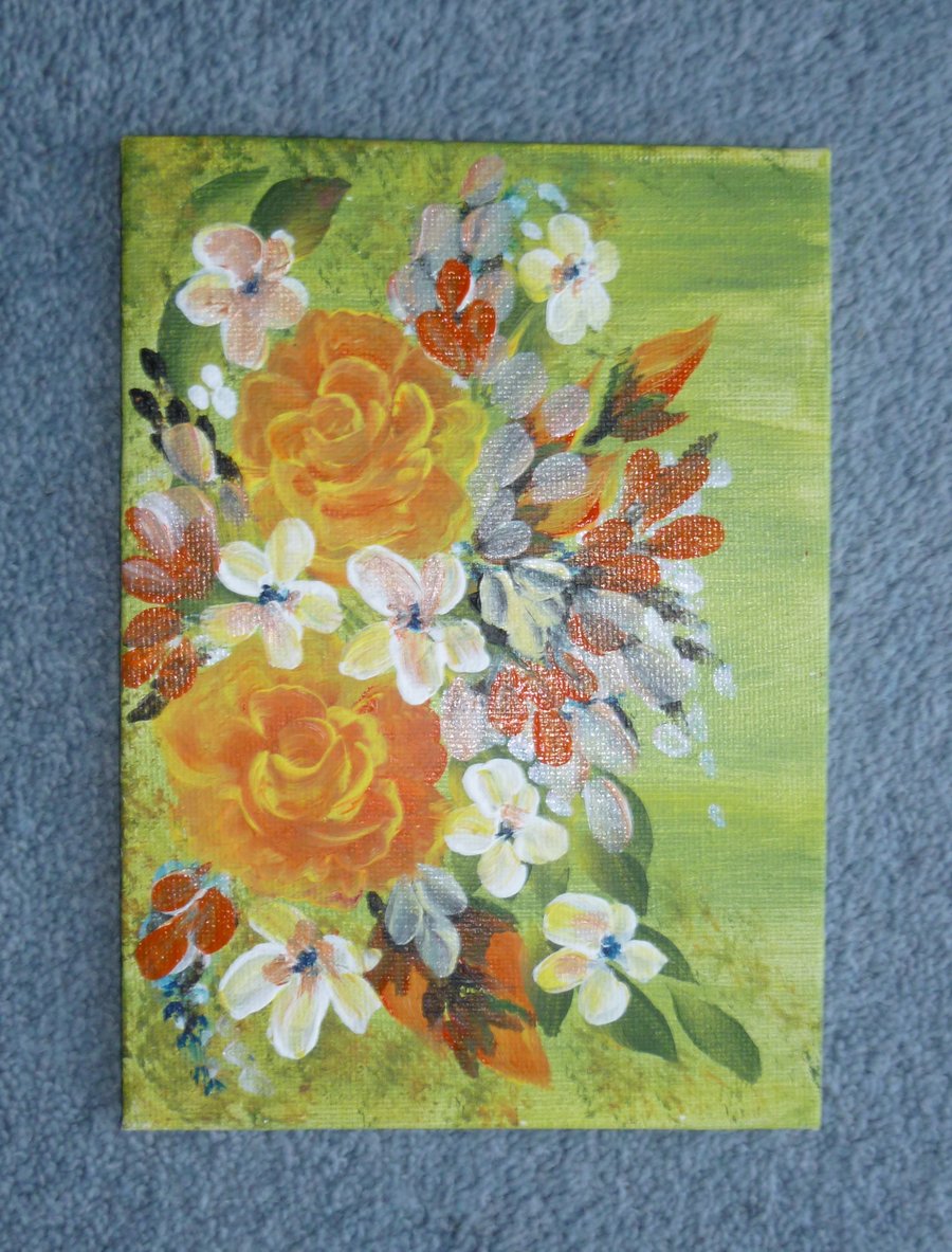 SALE hand painted acrylic floral painting ( ref F367.J3 )
