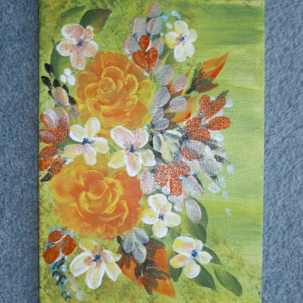 SALE hand painted acrylic floral painting ( ref F367.J3 )