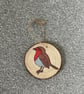 Set of 4 Robin Hand Drawn Wood Slice Decorations - Free P&P - Image 2