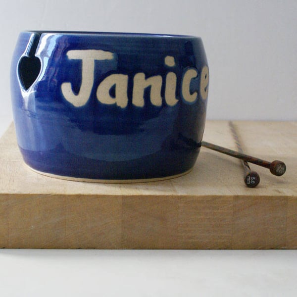 Made to Order - A customised hand thrown pottery yarn bowl with your message