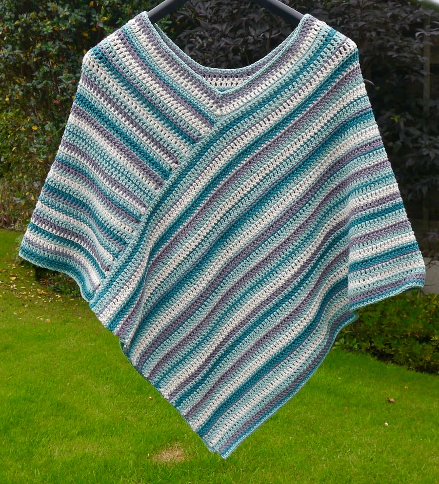 Cotton Striped Poncho