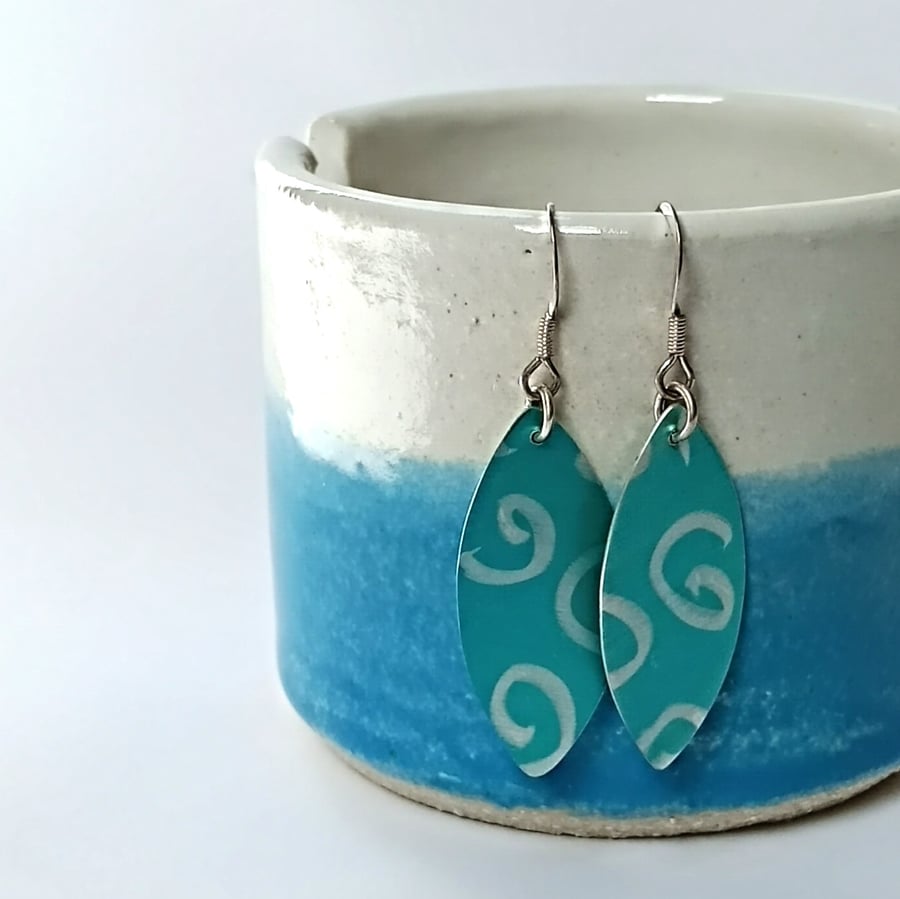 Aqua coloured Batik style Earrings