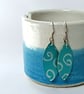 Aqua coloured Batik style Earrings - Image 1