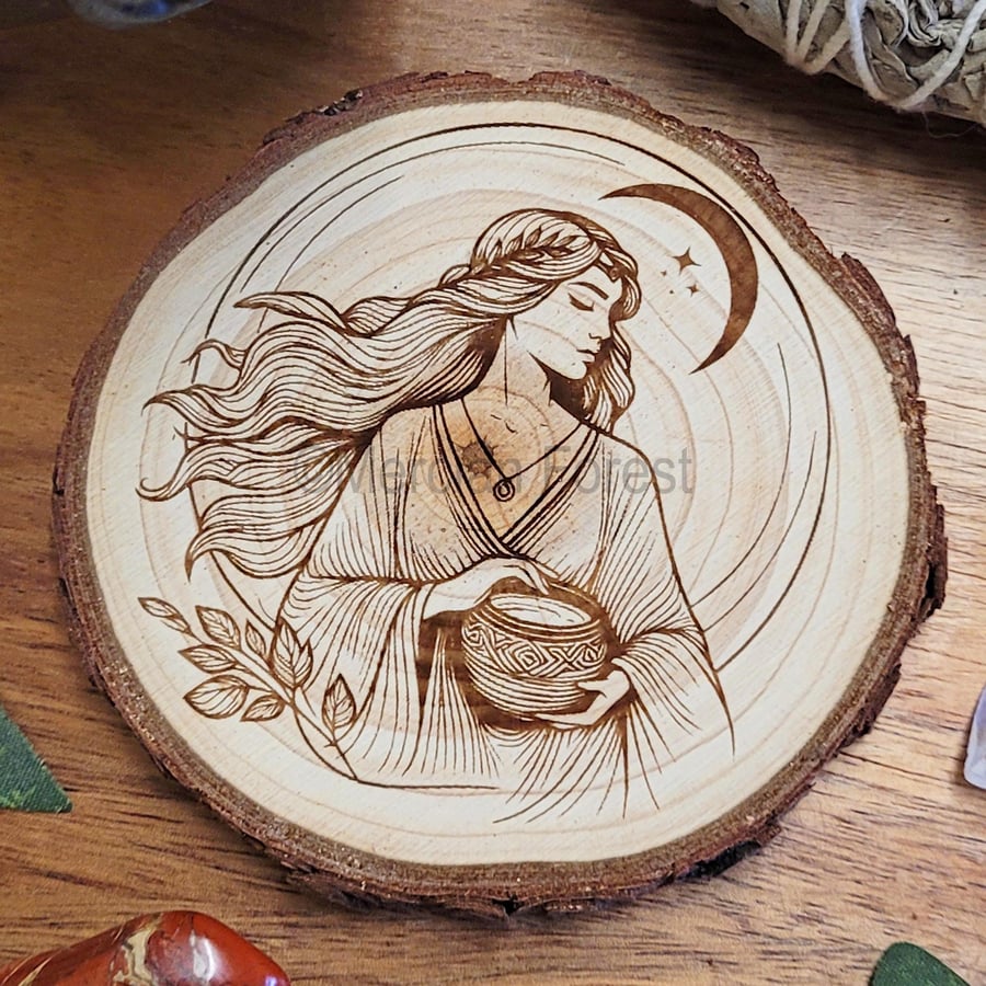 Cerridwen Altar Tile Engraved Pagan Decoration Celtic Druid Wicca Witchcraft