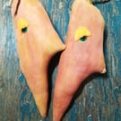Primitive Style textile art carrots, carrot wall hanging, anthropomorphic
