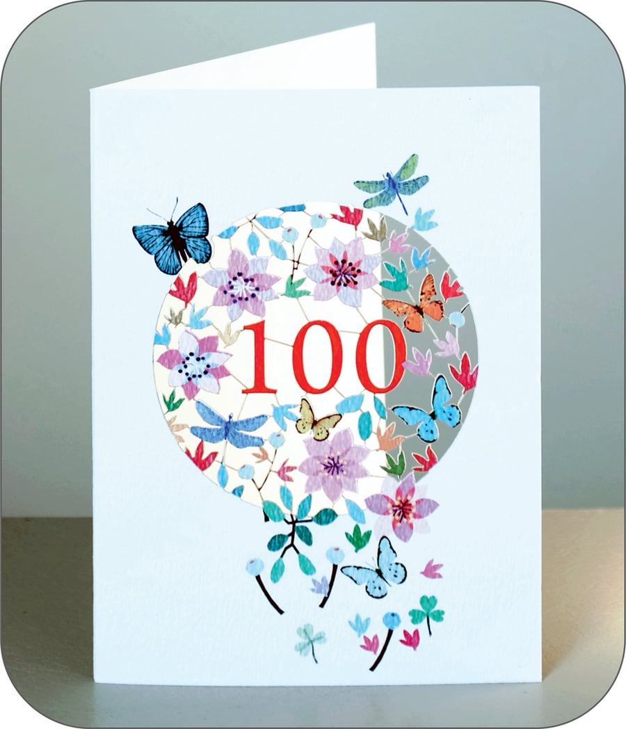 Age 100 Birthday Card, 100th Age Birthday Card, Happy Birthday - F100