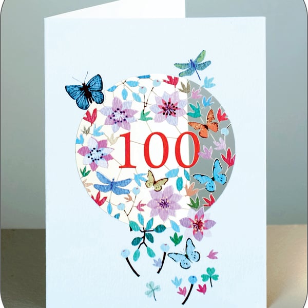 Age 100 Birthday Card, 100th Age Birthday Card, Happy Birthday - F100