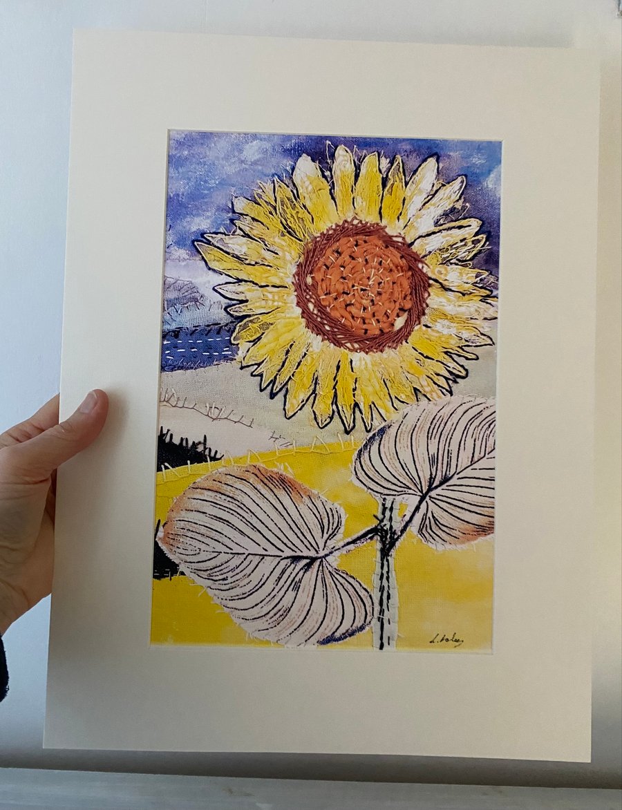 Abstract sunflower original art print