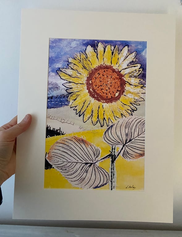 Abstract sunflower original art print