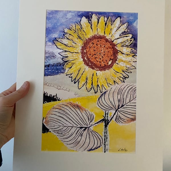 Abstract sunflower original art print