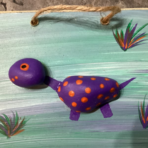 DINOSAUR PEBBLE ART HAND PAINTED  CHILD GIFT DIPLODOCUS 