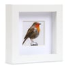 Robin, little 3D fabric robin picture framed, gift, ornament