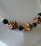 BLACK AND PEACH LAMPWORK NECKLACE - - FREE SHIPPING WORLDWIDE - Image 3