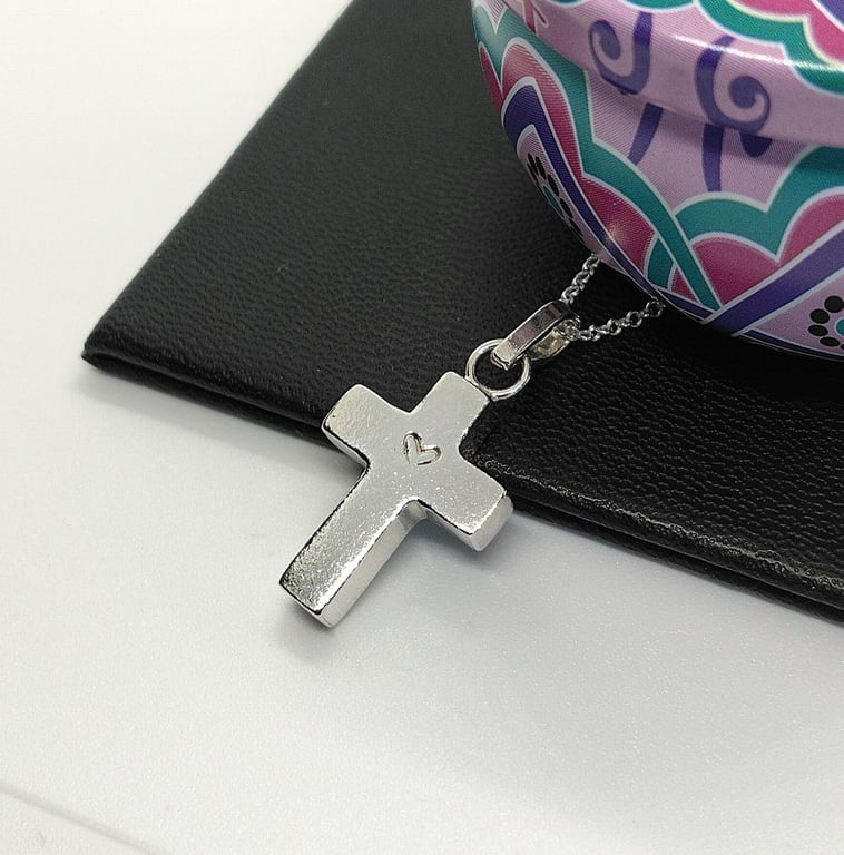 Chunky silver cross necklace sterling silver