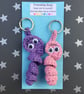 Purple And Pink Crochet Friendship Bug Keyring, Best Friend Gift