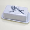 Bird design Butter Dish Food safe lead GLaze  Covered Butter Dish made to order 