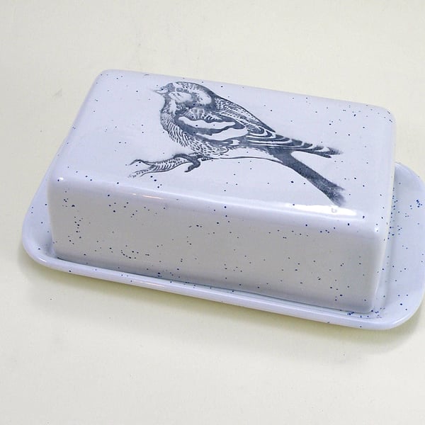Bird design Butter Dish Food safe lead GLaze  Covered Butter Dish made to order 