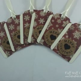 Handmade cream snowflake Christmas gift tags - set of 6