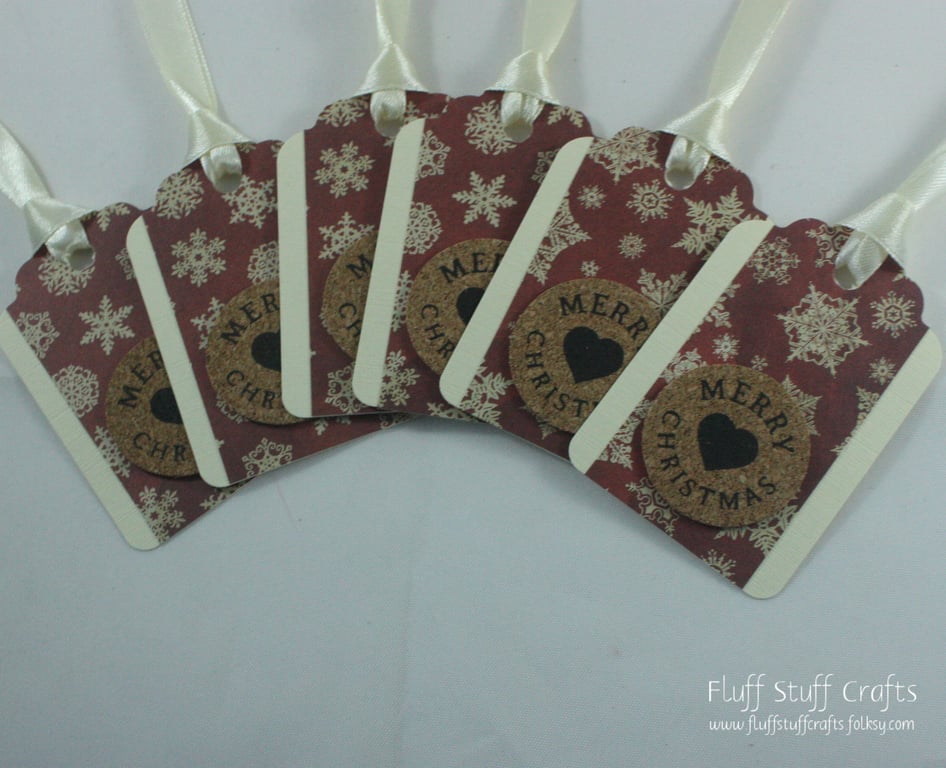 Handmade cream snowflake Christmas gift tags - set of 6