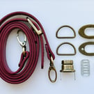 Dark Red Turn-Lock Clasp & Strap Hardware Kit for Making a Felt Bag on a Ball