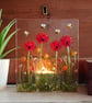 Floral Poppy Meadow Tealight Holder; Freestanding Poppies Picture Tile - Image 2