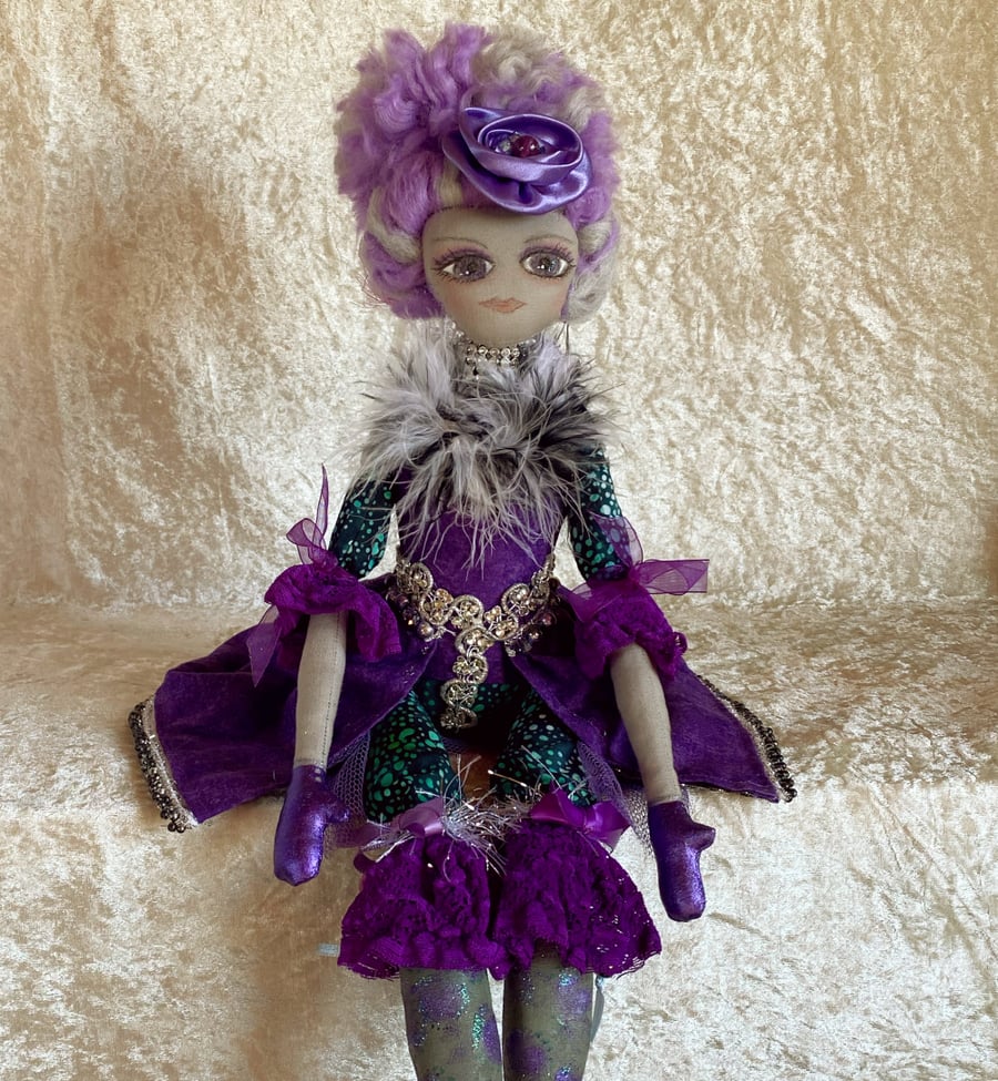 Unique Art Doll - Very dramatic and very purple