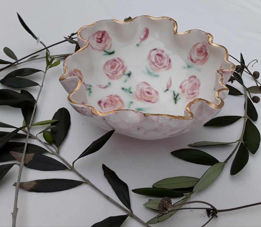 Semi porcelain rose flow bowl