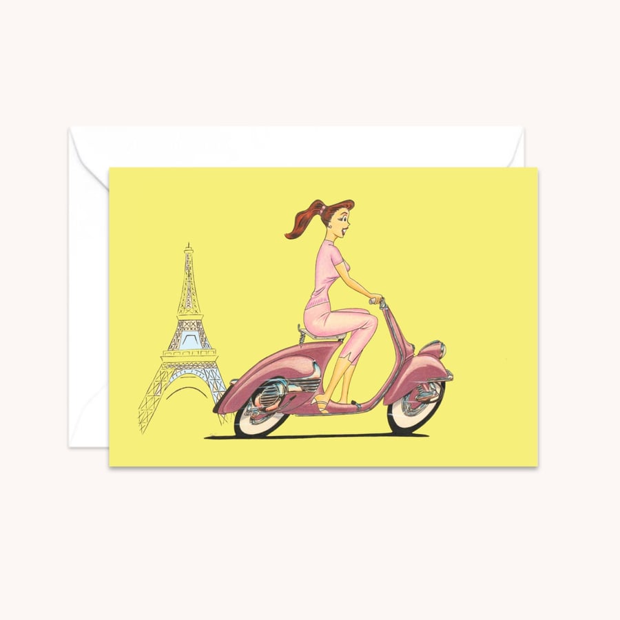 Scooter Life Greeting Card: Hand Drawn Illustration  (309)