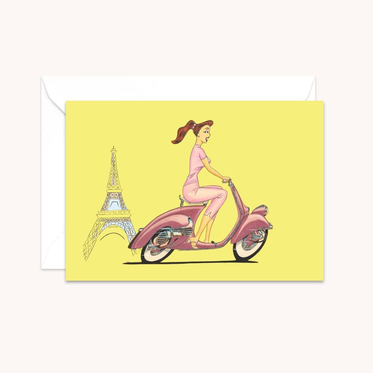Scooter Life Greeting Card: Hand Drawn Illustration  (309)