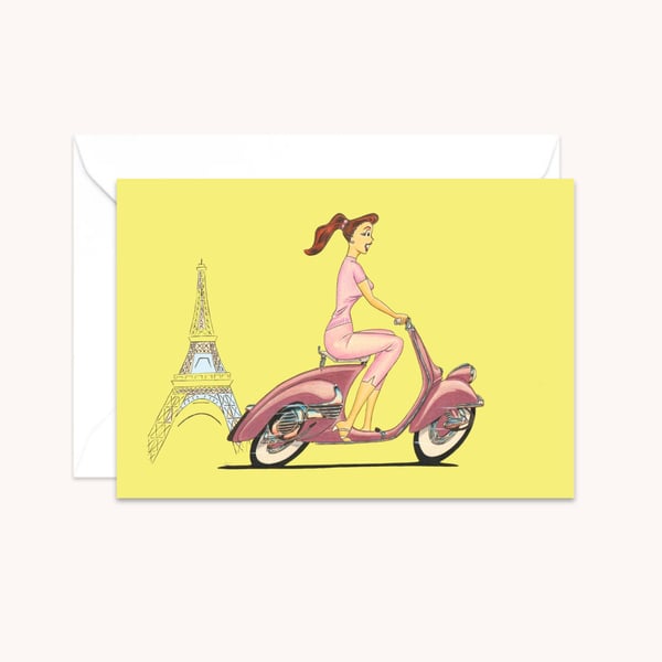 Scooter Life Greeting Card: Hand Drawn Illustration  (309)