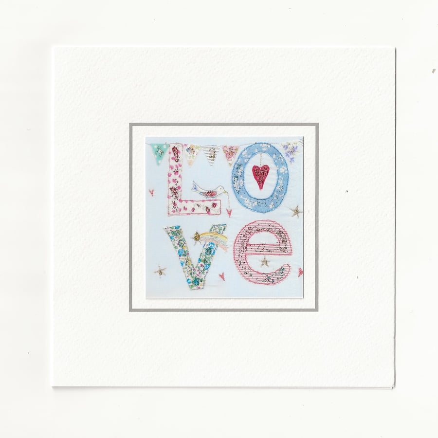 Love card in pale blue