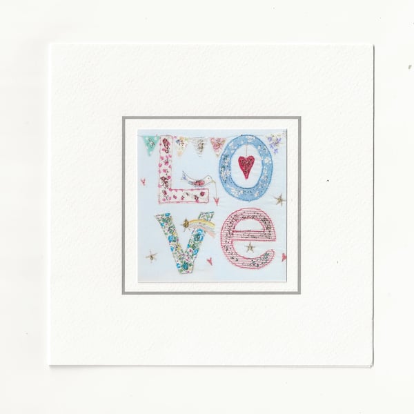 Love card in pale blue