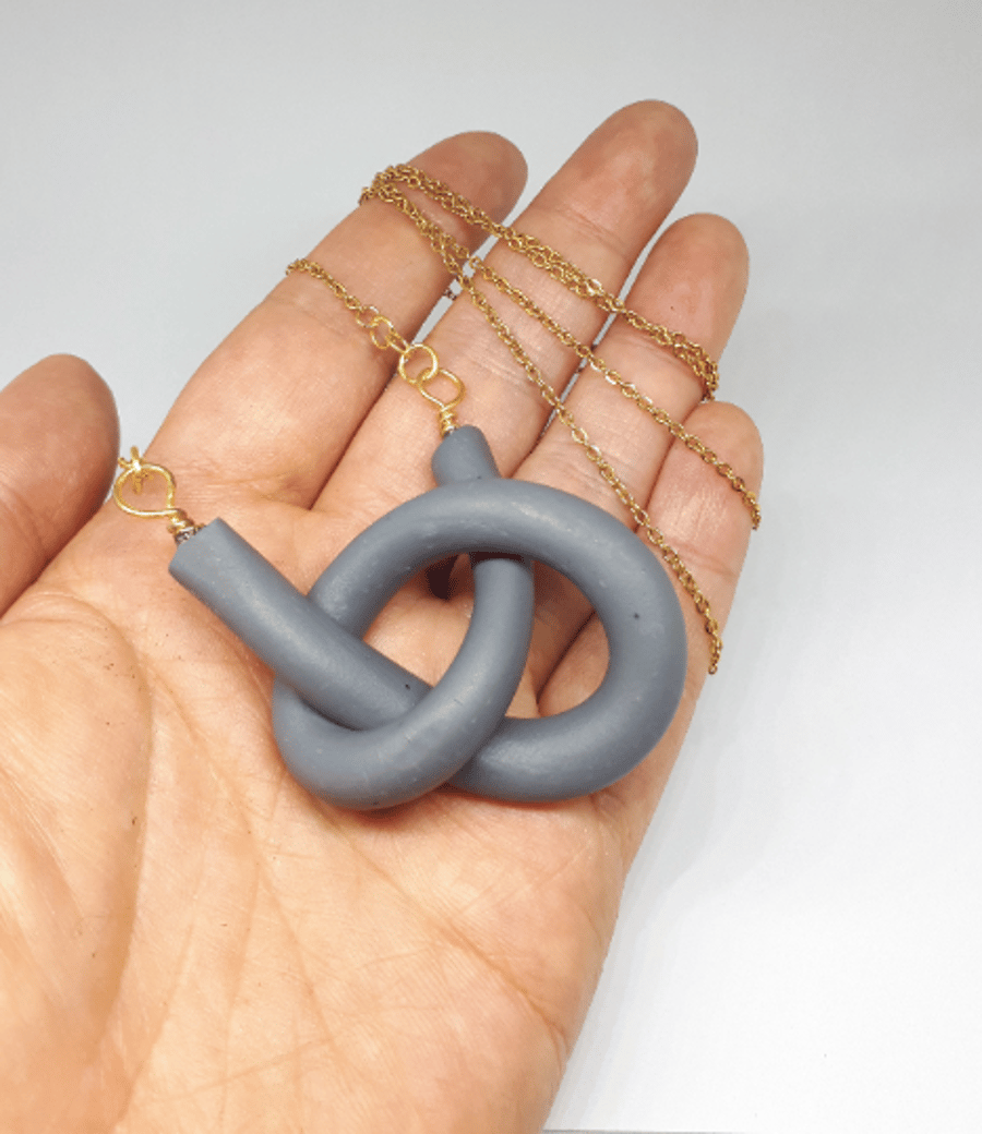 Modern bold polymer clay knot necklace