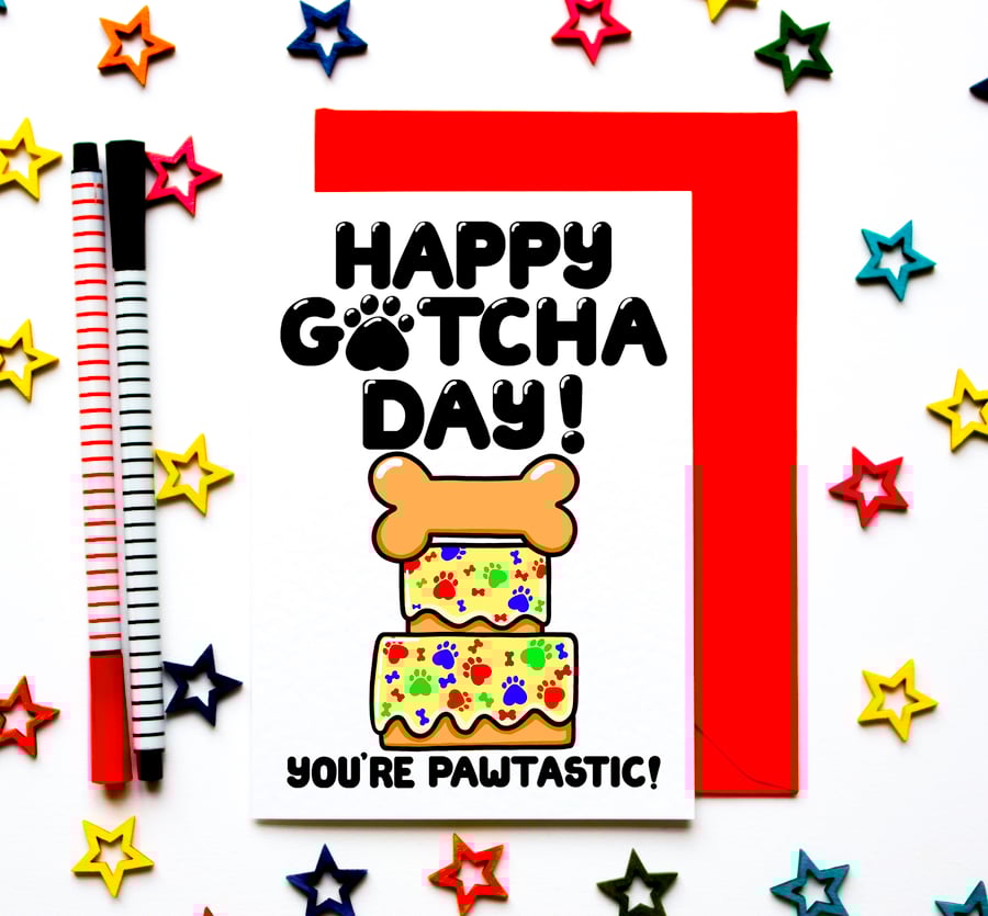 Dog Gotcha Day Card, Dog Adoption Card, Puppy Rescue Card, Pet Adoption 