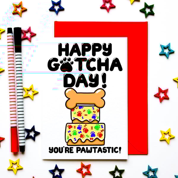 Dog Gotcha Day Card, Dog Adoption Card, Puppy Rescue Card, Pet Adoption 