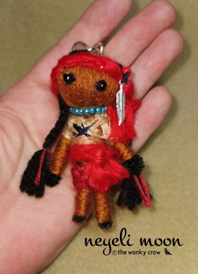 Woollygog Apachegog voodoo doll yarn poppet Indian keyring